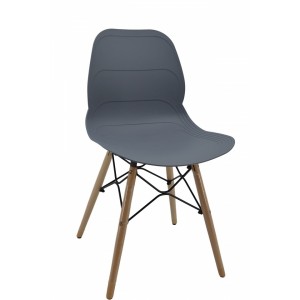 Ankor Καρέκλα με γκρί κάθισμα PP ξύλινα πόδια 778218